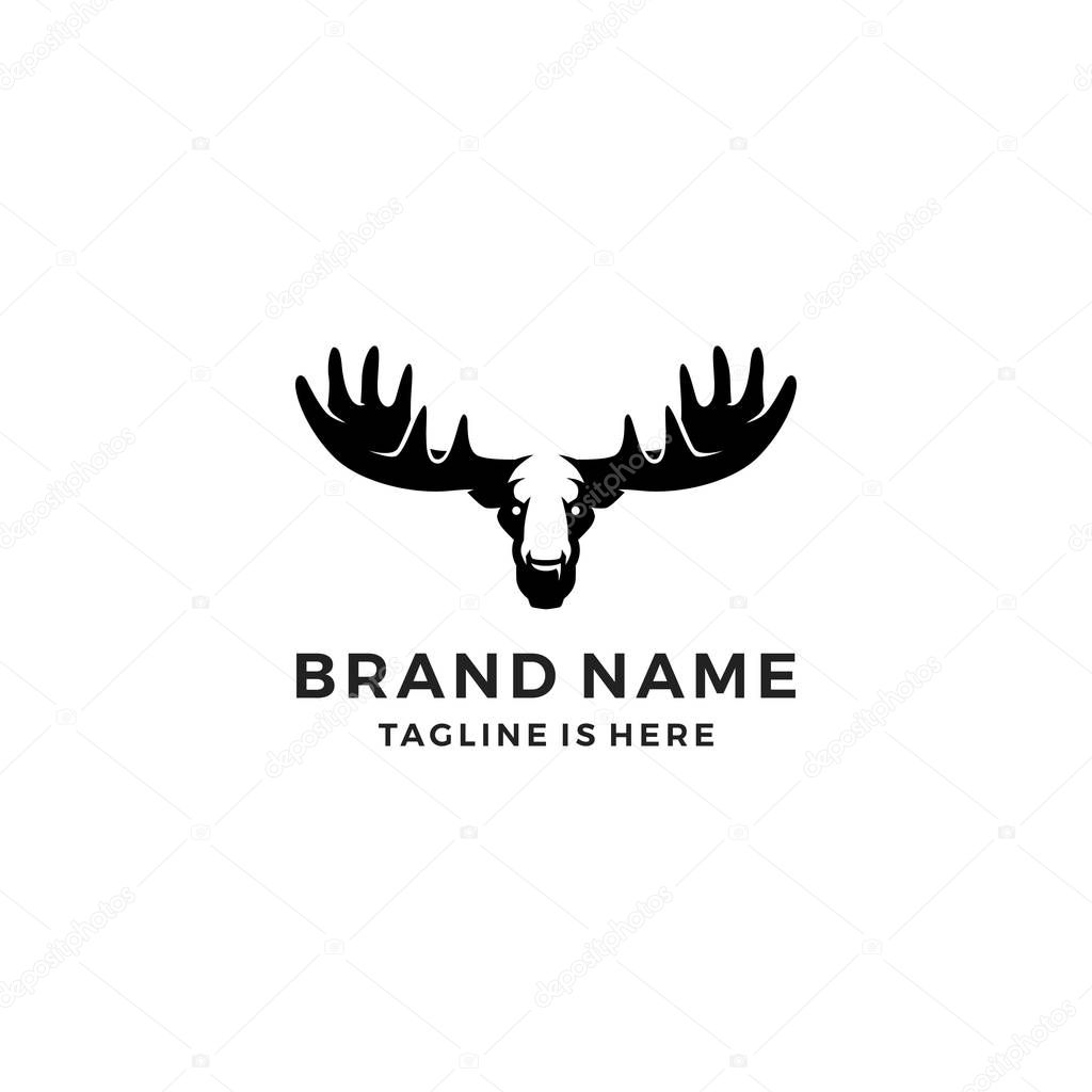 Moose head logo template vector icon illustration