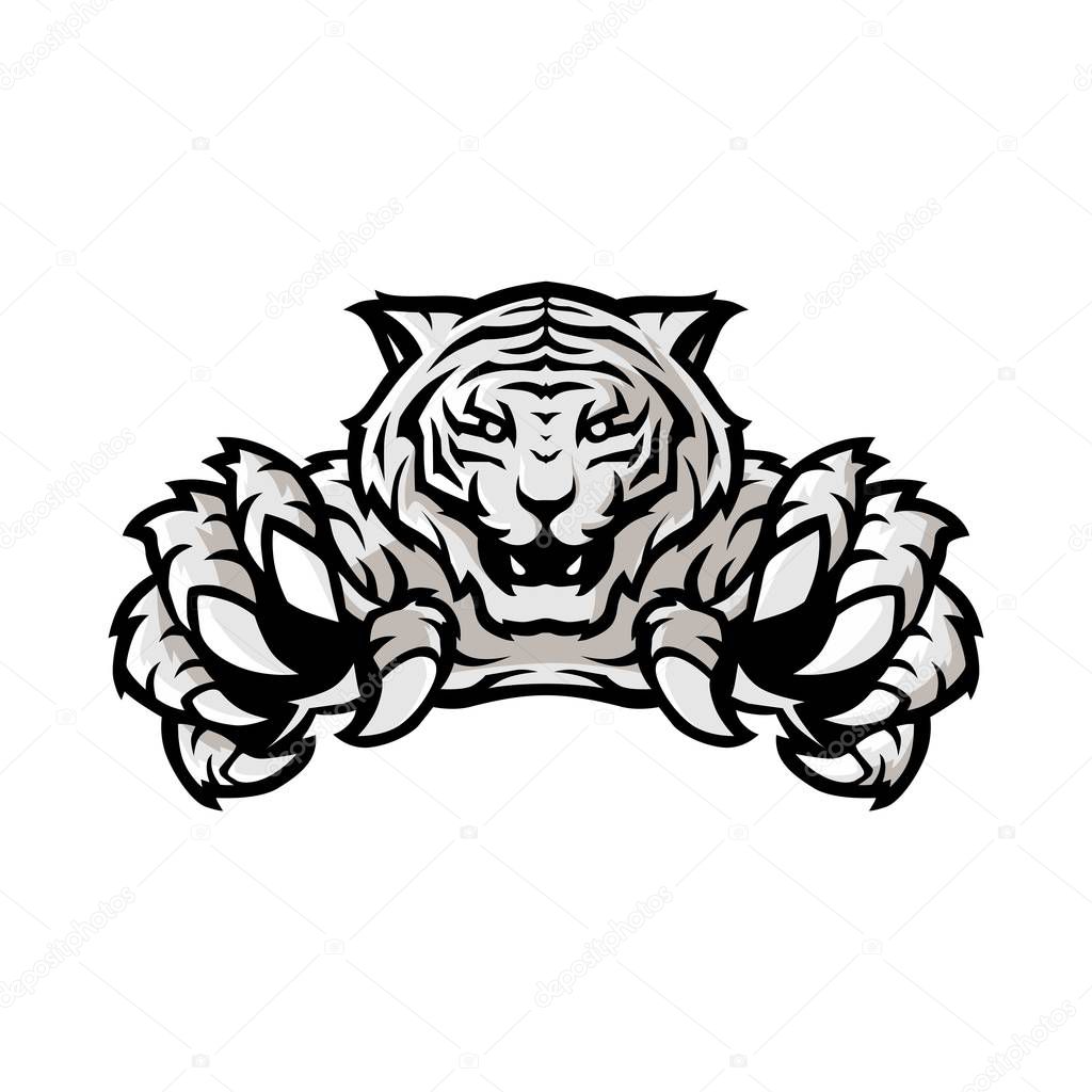 White tiger sport gaming logo vector template with white background