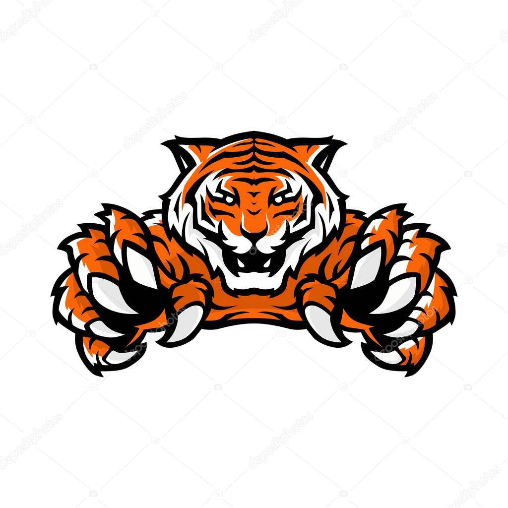 Orange tiger sport gaming logo vector illustration template with white background
