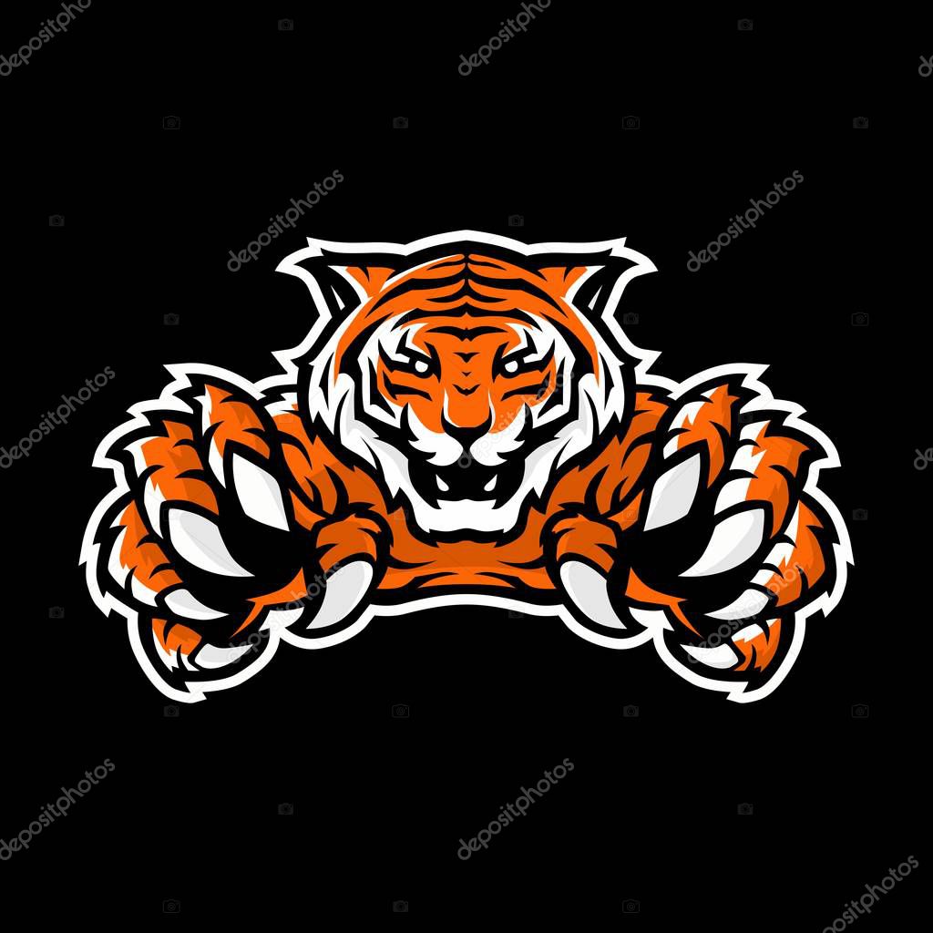 Orange tiger sport gaming logo vector illustration template