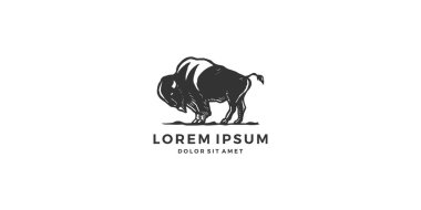 bizon logo vektör simge vintage el çizimi indir