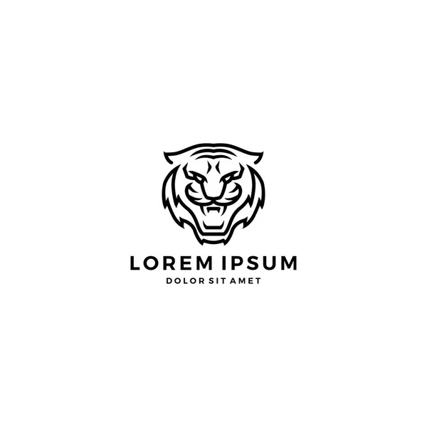 Tête de tigre ligne logo — Image vectorielle