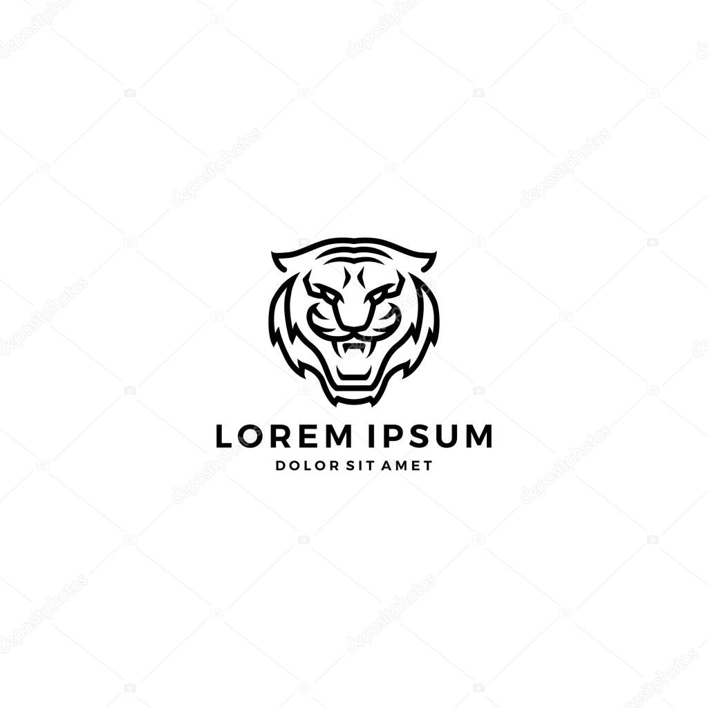 Tiger head logo vector line art outline download