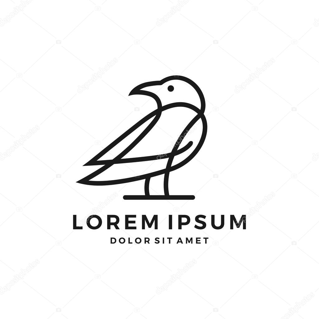 Raven crow bird logo vector icon illustration