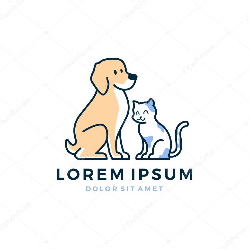 Dog cat sitting logo pet vector icon illustration download