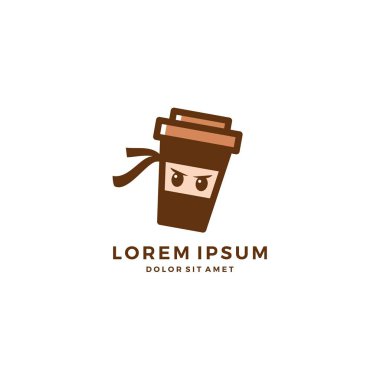kahve ninja kupa logo vektör indir