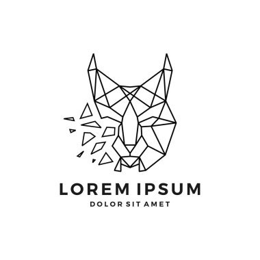 geometric lynx head logo vector icon line art outline download clipart