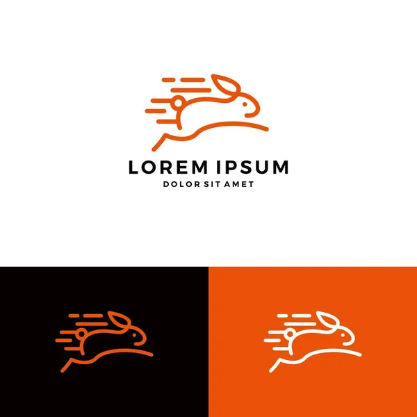 Lapin rapide lièvre tech livraison logo vecteur ligne art contour télécharger — Image vectorielle