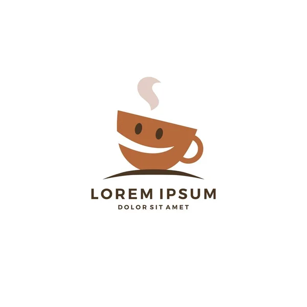 Tasse de café heureux sourire rire logo vecteur télécharger — Image vectorielle