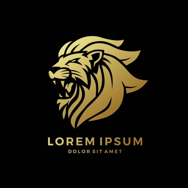 kükreyen aslan logo Kral siyah arka plan vektör indir on altın