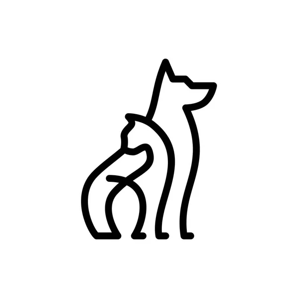 Hund Katze Haustier Pflege Umriss Kunst Monoline Logo Vektor Symbol — Stockvektor