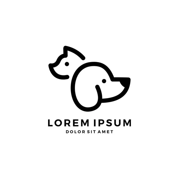 köpek kedi kafası bakım anahat satırı sanat monoline logo vektör simgesi evde beslenen hayvan
