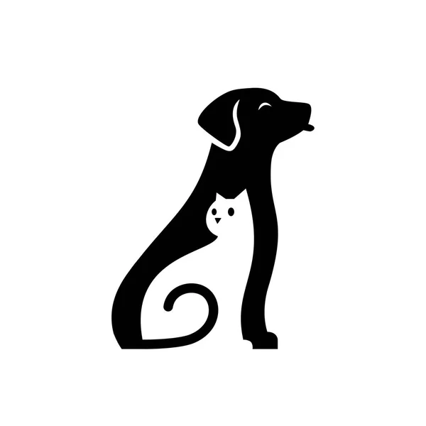 Perro gato mascota lindo cuidado logo vector icono ilustración — Vector de stock