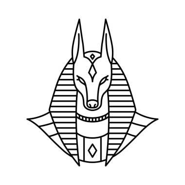 anubis logo vektör çizgi sanat anahat monoline illüstrasyon
