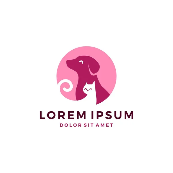 köpek kedi evcil hayvan sevimli logo yuvarlak amblem negatif alan illüstrasyon
