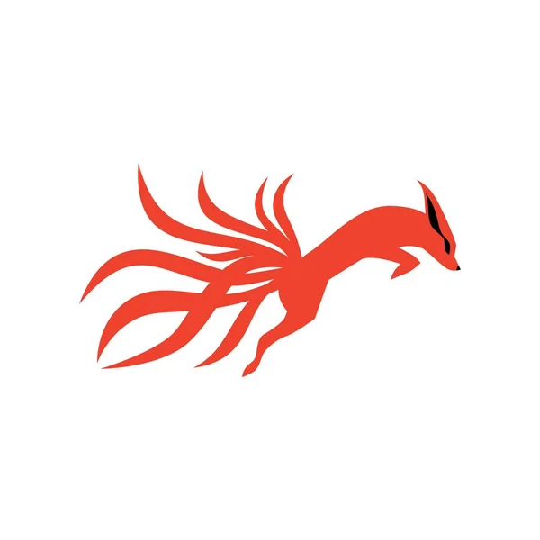 Nine tails fox logo vector icon illustration — Stock Vector