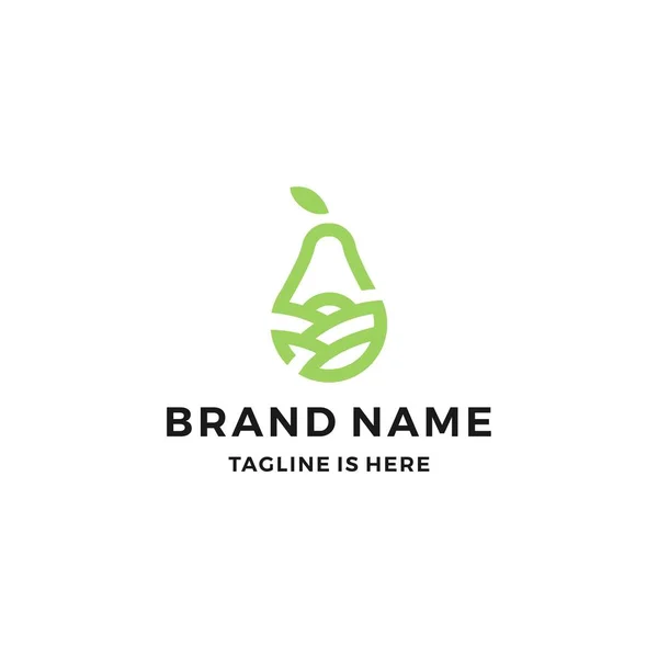 Pear orchard garden landscape field logo vector icon line outline monoline — Stock Vector