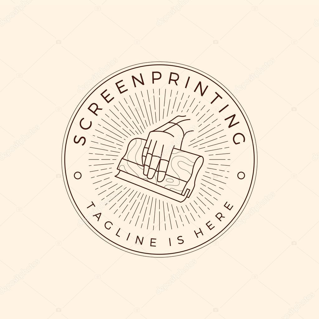 screen printing silk screenprinting logo emblem badge stamp vector illustration