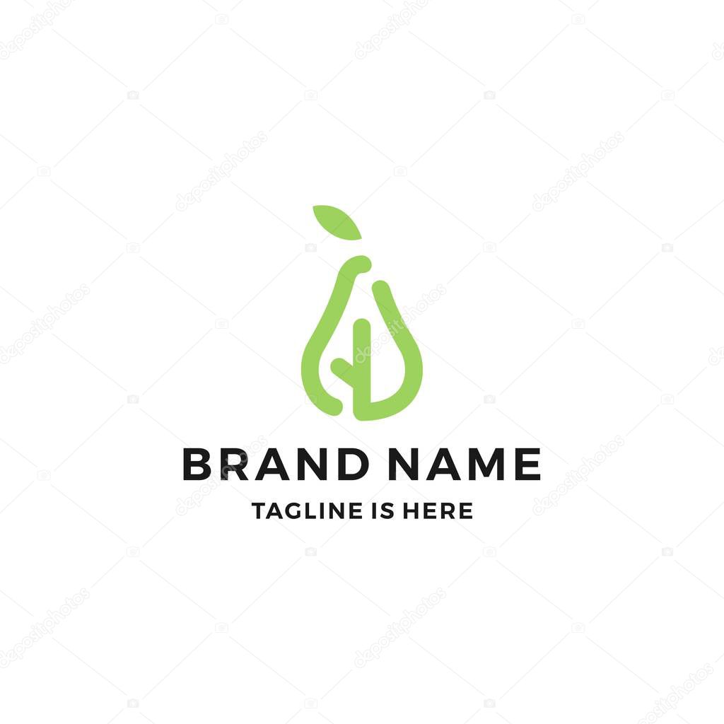 Pear orchard garden landscape field logo vector icon line outline monoline