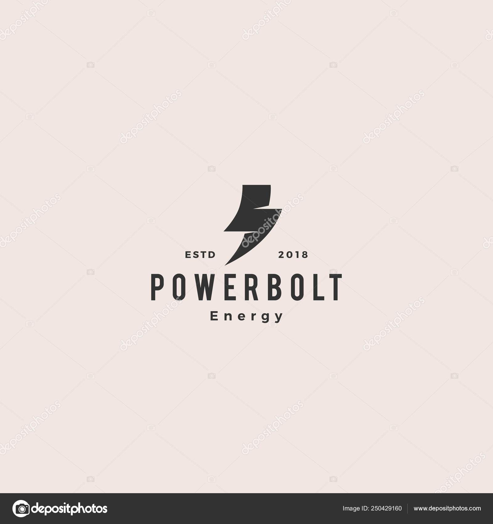 Lightning Bolt Power Logo Vintage Retro Hipster Vector Icon Symbol Sign Stock Vector C Gagavastard 250429160