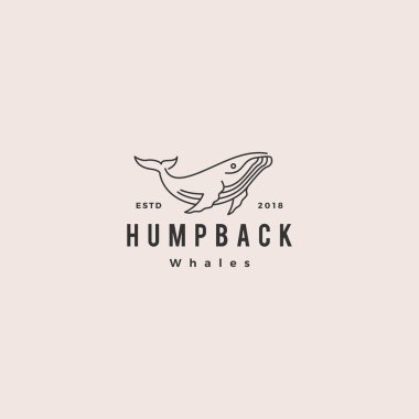kambur balina logosu hipster vintage retro simge vektör illüstrasyon