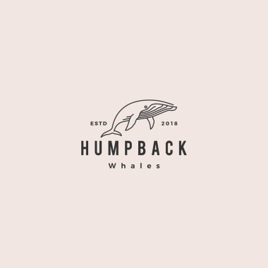 kambur balina logosu hipster vintage retro simge vektör illüstrasyon