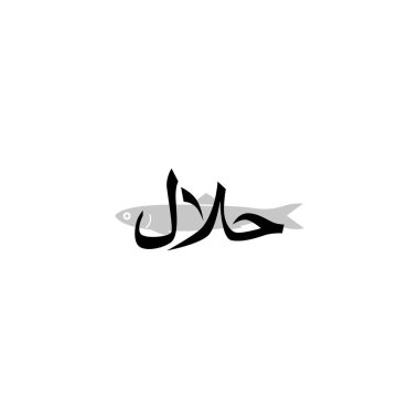 % 100 helal balık et işareti rozet etiketi logo vektör simgesi illüstrasyon