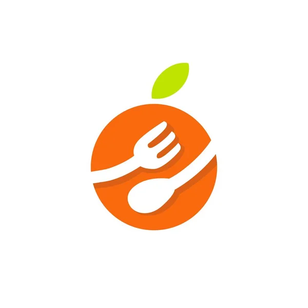 Matgaffel sked frukt orange logotyp — Stock vektor