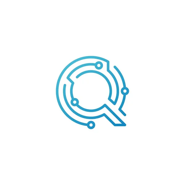 Q γράμμα Tech αρχικό λογότυπο διάνυσμα εικονίδιο γραμμή — Διανυσματικό Αρχείο