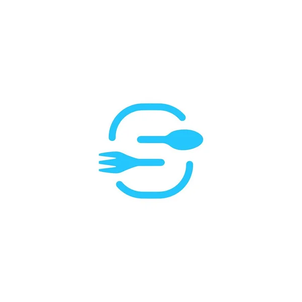 S Letter jídlo restaurace vidlice lžíce logo vektor ikona — Stockový vektor