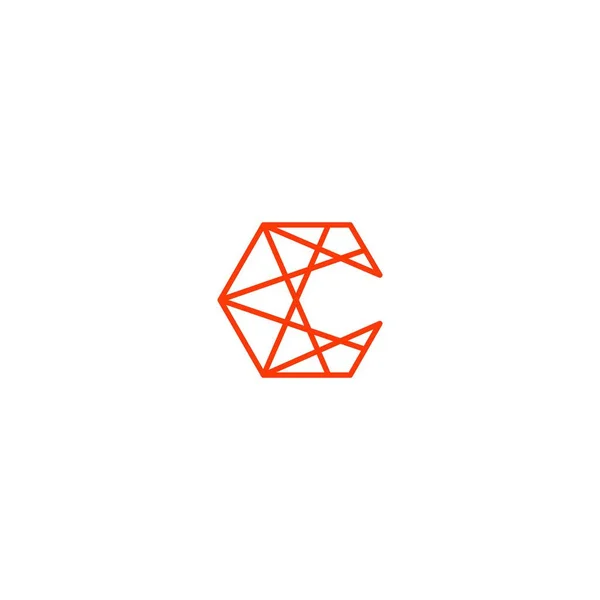 C 文字抽象幾何学的な線接続ロゴ ベクトル アウトライン — ストックベクタ