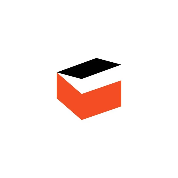 Відкрита коробка розпаковує логотип векторна ілюстрація — стоковий вектор