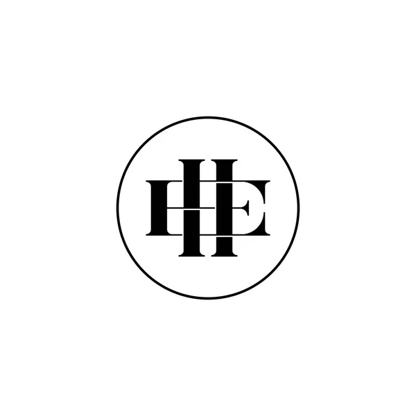 HE inicial EH letra logotipo tipo marca icono vector — Vector de stock