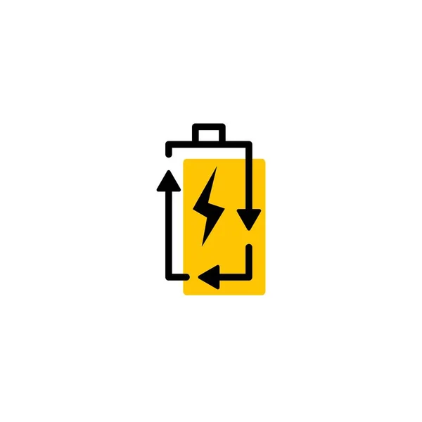 Переработка перезаряжаемой батареи энергии логотип иконки векторной линии очертания монолитного цвета заливки стиль — стоковый вектор
