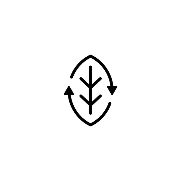 Reciclado orgánico reciclar hoja eco logotipo icono línea contorno estilo monolina — Vector de stock