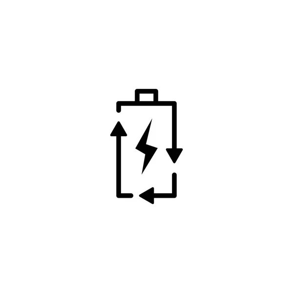 Recycle oplaadbare batterij energie logo pictogram vector lijn omtrek monoline — Stockvector