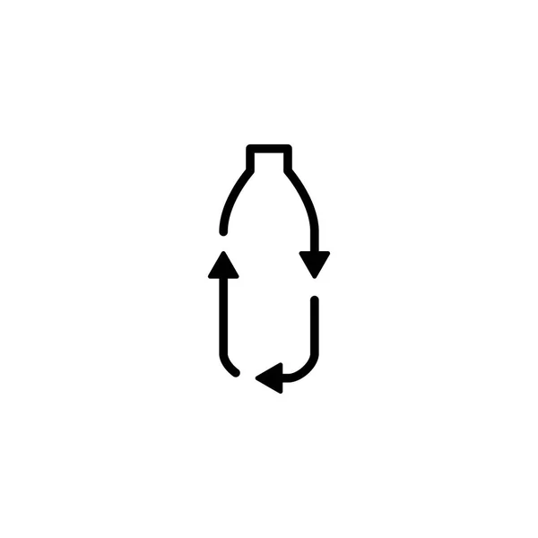 Reciclar botella de plástico logotipo icono de la línea vectorial esquema monolina — Archivo Imágenes Vectoriales