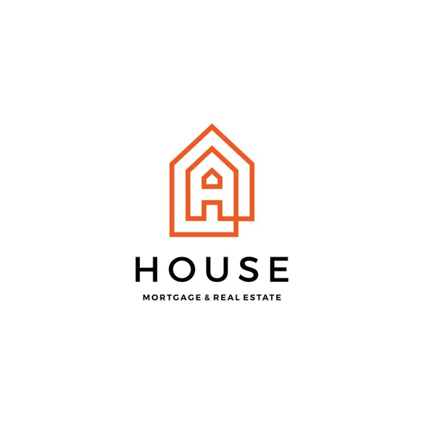 Ein Brief Haus Hypothek Immobilien Logo Vektor Symbol — Stockvektor