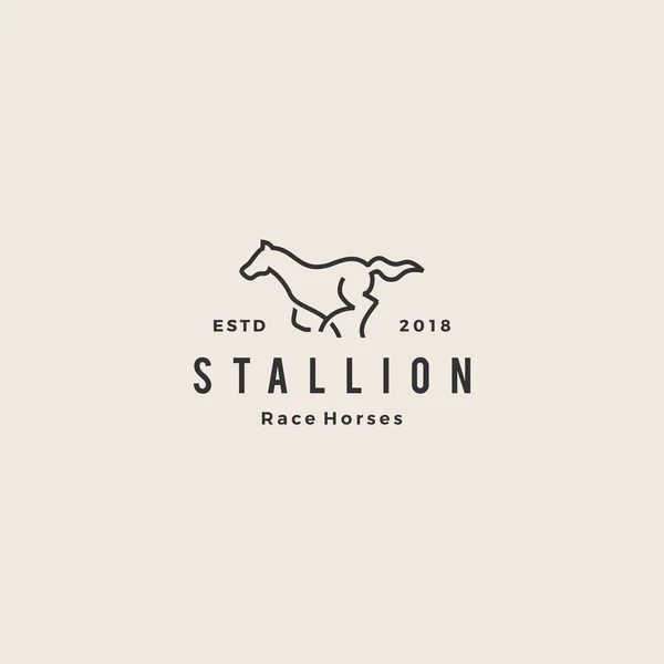 Étalon cheval course logo hipster vintage ligne contour monoline vecteur — Image vectorielle