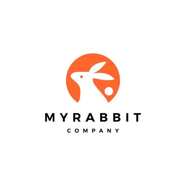 Círculo de coelho redondo estilo negativo logotipo ícone vetor —  Vetores de Stock