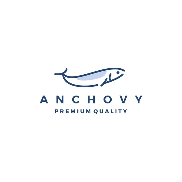 Anchova peixe logotipo vetor ícone frutos do mar ilustração — Vetor de Stock