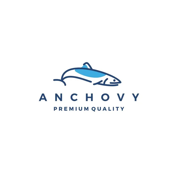 Anchova peixe logotipo vetor ícone frutos do mar ilustração — Vetor de Stock