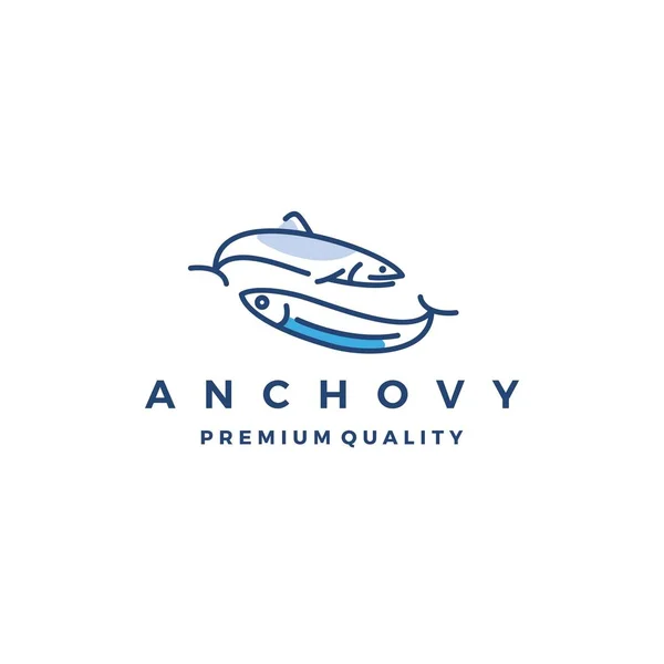 Anchova peixe logotipo vetor ícone frutos do mar ilustração — Vetor de Stock