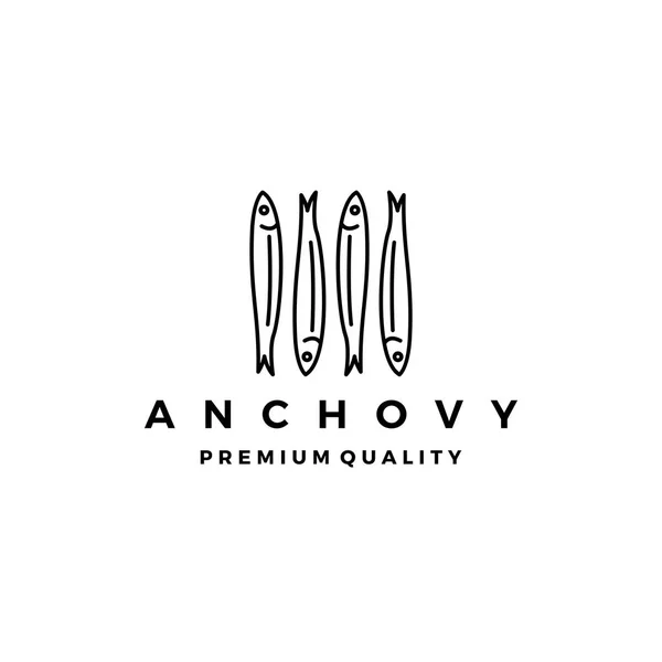 Anchova peixe logotipo vetor ícone frutos do mar ilustração —  Vetores de Stock