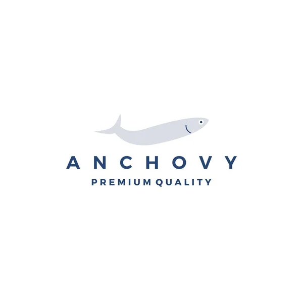 Anchova peixe logotipo vetor ícone frutos do mar ilustração — Vetor de Stock