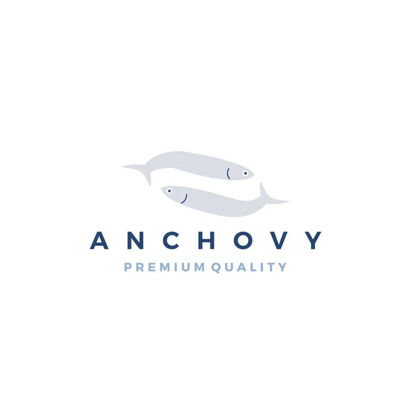 Anchova peixe logotipo vetor ícone frutos do mar ilustração — Vetor de Stock