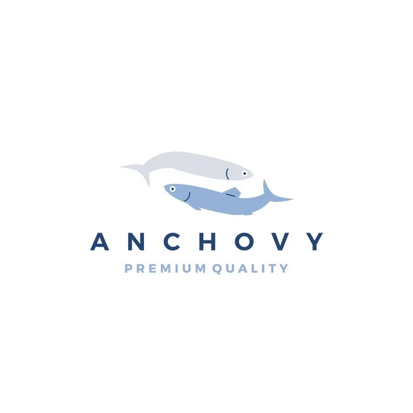 Anchova peixe logotipo vetor ícone frutos do mar ilustração — Vetor de Stock