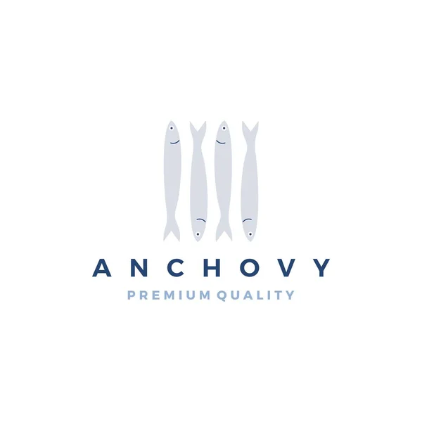 Анчоусова риба логотип Векторна ікона морепродукти ілюстрація — стоковий вектор