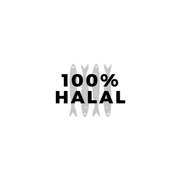 100% Halal hal hús jel jelvény címke logo vektor ikon illusztráció — Stock Vector