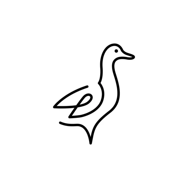 Logo anatra icona vettoriale linea contorno illustrazione monoline — Vettoriale Stock